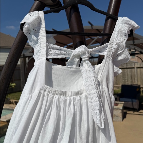 Anthropologie Brand En Saison Bea Eyelet Tie Back Maxi Dress White Size Large - Picture 9 of 9